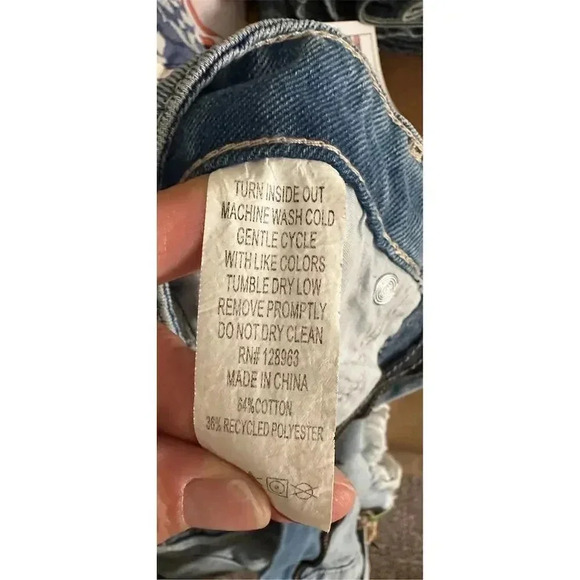 Indigo Rein Women's Distressed Denim Cut-Off Shorts Size 7 Blue High Rise #003 - Picture 4 of 5